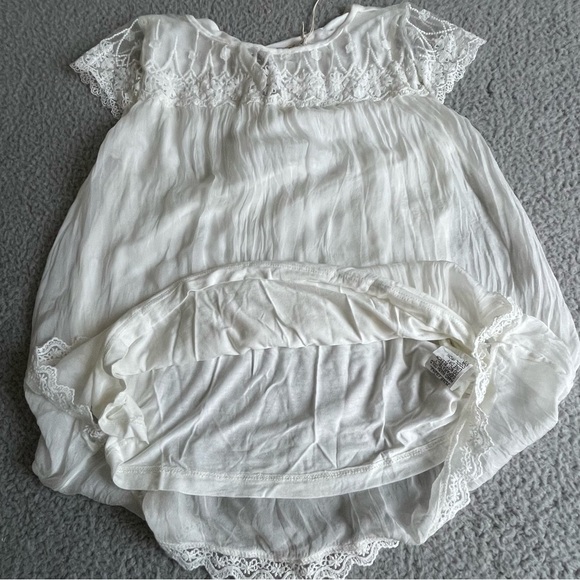 VIA SIGNORIA Top Womens S Ivory 100% Silk Lace Trim‎ Lined  Fairy Italy Made NEW - Picture 9 of 16